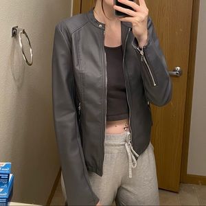 Express Gray Faux Leather Jacket